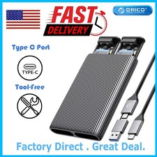 ORICO Dual Bay M.2 NVMe with SATA SSD Enclosure, Type C Docking Station Aluminum picture