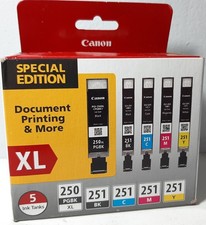 Canon PGI-250XL Black and CLI-251 B/C/M/Y Color Ink Cartridges - 5 Pack picture