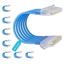 Cat6 Slim Patch Cables 0.5ft 48Pack Blue, Cat6a 10Gbps 550MHz Ethernet Cable picture