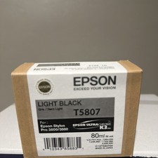 2012 GENUINE EPSON T5807 LIGHT BLACK INK STYLUS PRO 3800 3880 80ml FACTORY SEAL picture