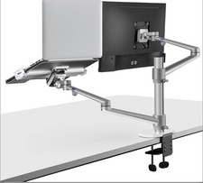 NEW viozon Monitor and Laptop Mount, 2-in-1 Adjustable Dual Arm Black picture