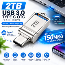 2TB USB 3.0 Type-C OTG Flash Drive Dual USB Metal Memory Stick for PC Phone picture