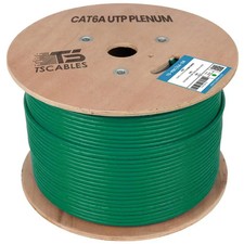 TSCables Cat6a PLENUM UTP 100% SOLID BARE COPPER 750Mhz 1000FT CABLE GREEN picture
