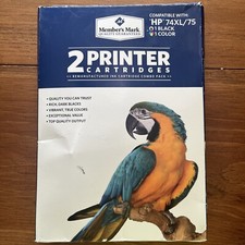 NEW MEMBERS MARK HP 74 XL / 75 INK CARTRIDGES CONTAINS 1 BLACK + 1 COLOR picture