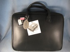 ^NWT Kenneth Cole Laptop/Computer Case-Padded- Leather-Black-Shoulder Strap   n picture