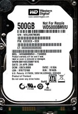 WD5000BMVU-11A08S0 S/N: WXLX0 DCM: EBCVJBBB WD 500GB THAILAND APR 2009 picture