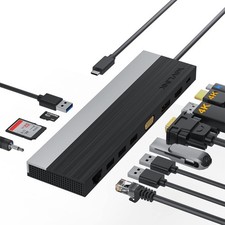 USB C Docking Station Triple Display 85W Charging HDMI DP VGA 2 USB3.0 2 USB2.0 picture