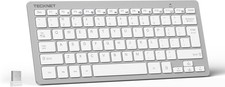 TECKNET 2.4G Wireless Keyboard Slim Compact Silent USB Media Keys Silver picture