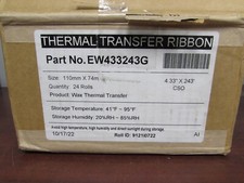 ZEBRA WAX THERMAL TRANSER RIBBON EW433243G 110MMX 74M CASE OF 36 (28C) picture