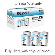 6 pk Black Ink Cartridges for HP #10 C4844A Business Inkjet 1200 Designjet 500 picture