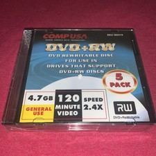 NEW Vintage CompUSA DVD+RW 10-pack Recordable Discs with Thin Jewel Cases picture