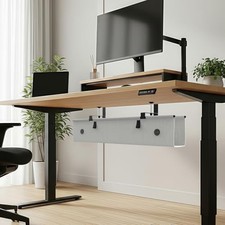 KIGJU UNDER DESK CABLE MANAGEMENT TRAY, 30-INCH NO-DRILL CORD ORGANIZER -  GRAY picture