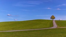 Landscape trees field minimalism hills grass road clouds Custom Gaming Mat Desk picture