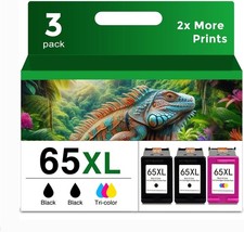 3pk Black Color Ink Cartridges Compatible for HP 65XL Deskjet 3720 3730 3732 picture