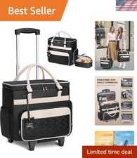 Lightweight and Functional Rolling Laptop Bag for Work & Travel - Black Beige picture