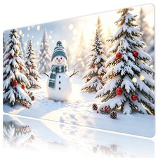 Snow Pine Tree Cute Snowman Winter Christmas Mat for Keyboard and Mouse Desk Pad picture