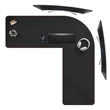 PU Leather L-Shaped Desk Mat, Black (120+120) x40cm picture
