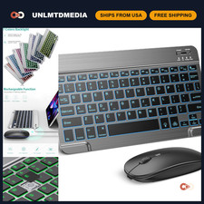 Wireless Bluetooth Keyboard & Mouse Combo for iPad - 7-Color Backlit, Rechargeab picture