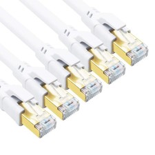 CAT 8 Ethernet Cable 10FT 5 PCS 40Gbps 2000MHz SFTP 26AWG LAN Network White picture