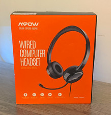 Mpow PA071A MPPA071AB Wired Headset Mic USB & 3.5mm Noise Cancel Black picture