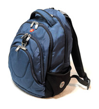 Wenger Swiss Gear Backpack Blue Black Padded Back Shock Absorbing Straps picture