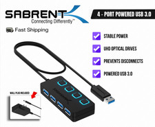 Powered USB Hub 4 Port USB 3.0 for 4K UHD Drives SABRENT Blu-Ray Stable Power picture