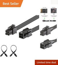 Reliable 2 Pack 8 Inch 4 Pin CPU Power Extension Cables for Custom PCs picture