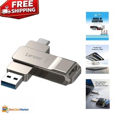 Elegant 256GB Dual USB Thumb Drive with Metal Swivel Design in Champagne Silver picture