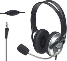 Wired Headset with Microphone, 8 ft Braided Cable, Volume Control, 3.5mm Jack picture