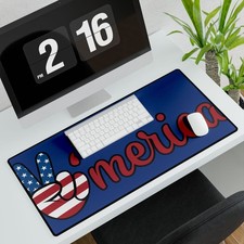 Patriotic Desk Mat - 'Peace' Americana Design | Office Decor, Gift Idea, [...] picture