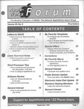 AppleWorks Forum Magazine, September 1992 for Apple II II+ IIe IIc IIgs picture