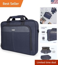 15-16 Inch Classic Slim Laptop Bag, Blue - Ergonomic Briefcase and Messenger ... picture