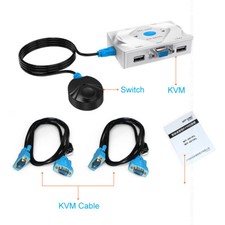 1pc MT-VIKI MT-201KL 2 Port VGA USB KVM Switch With Wire Remote Controller White picture