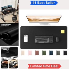 Large Desk Pad 35.4 x 17 Inch PU Leather Mouse Keyboard Mat Waterproof Non-Slip picture