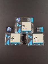 Lot Of 3 Genuine Original HP 22 Tricolor Ink Cartridges New Sealed picture
