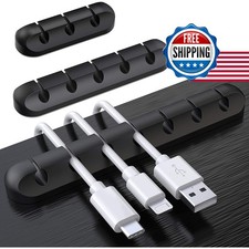 SOULWIT 3 Pcs Silicone USB Cable Holder Clips - Black picture