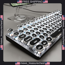 Mechanical Gaming Keyboard with White Backlit and Retro Typewriter Style Keys picture
