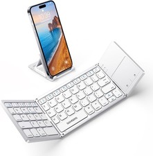 Samsers Foldable Bluetooth Keyboard with Touchpad - Portable Wireless, Silver picture