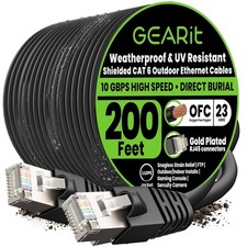 Cat6 Outdoor Ethernet Cable (200ft) 23AWG Pure Copper, FTP, LLDPE, Waterproof, D picture