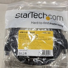 StarTech.com USB 3.0 A Male to B Male Round Cable 10ft Black USB3SAB10BK picture