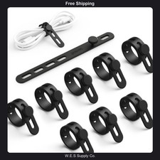 Lamicall 10 Pack Silicone Cable Ties Cord Organizer Wire Management Wraps picture