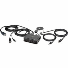 StarTech 2-Port Hybrid USB-C HDMI Cable KVM Switch 4K 60Hz C2H46UACCBLKVM picture
