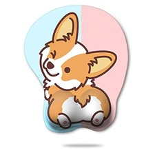 HAOCOO Funny Corgi Gel Mouse Pad with Wrist Support, Blue & Pink picture