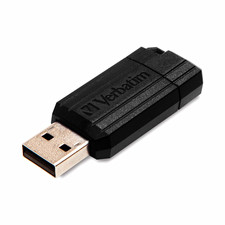 Verbatim 128GB Pinstripe USB 2.0 Flash Drive Retractable Thumb Drive Black picture
