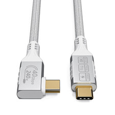 Right Angle Short Thunderbolt 4 Cable 90 Degree 240W 40Gbps 8K White 0.82Ft picture