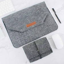 Homiee Wool Felt Laptop Sleeve Briefcase And Document Bag Set Grey 15 Inch NIB picture