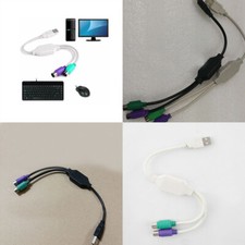US 2 Pack Dual PS/2 Female to USB Adapter Mouse Keyboard Male Cable Converter picture