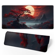 Darkness Red Moon Desk Mat Japanese Mouse Pad, Large Japanese Desk Mat, XL An... picture