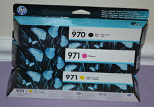 Lot of 3 OEM HP 970 Black & 971 Yellow/Magenta Ink Cartridge Dated 2017/2020-New picture