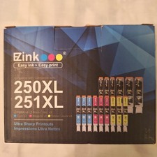 EZink 250/251XL Cannon Compatible Ink Cartridges 15-Pack Exp 11/28/26 New In Box picture